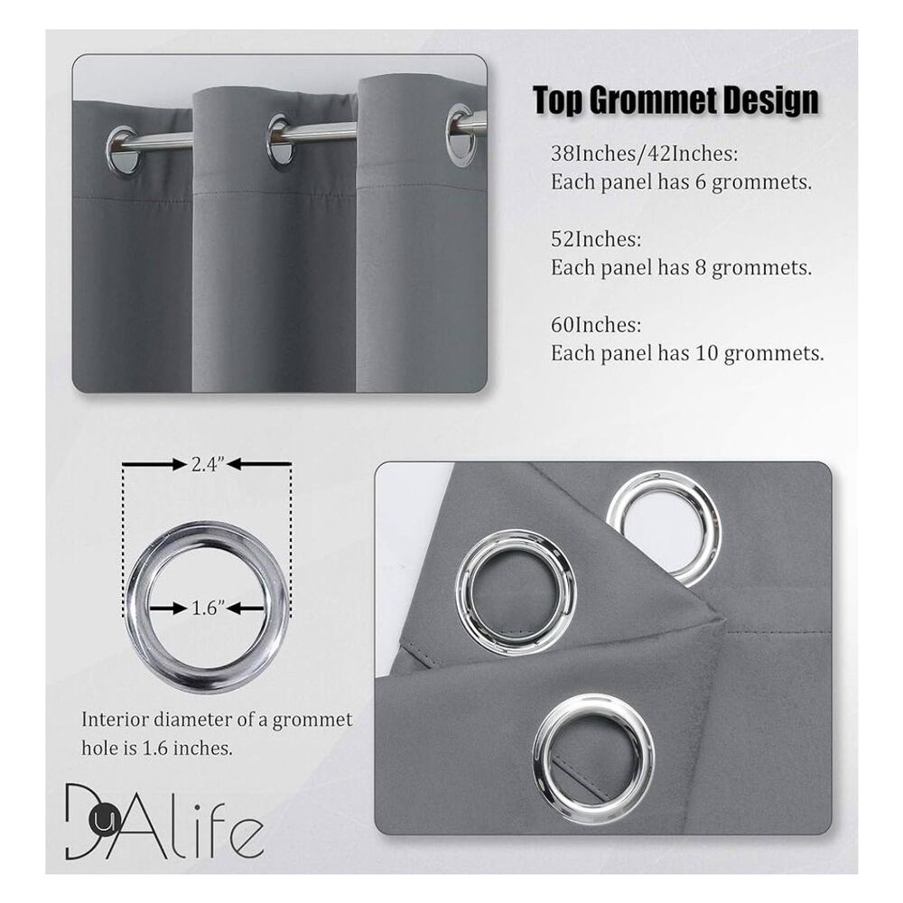 Grey Blackout Curtains for Bedroom
2 Panels, 52x45 inch Length - Picture 3 of 4